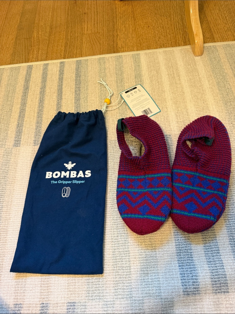 Bombas women’s Maroon & Blue Gripper Slipper Socks